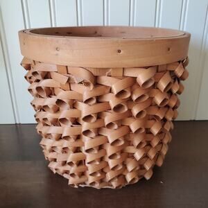 Wicker Curly Q Penobscot Style Vintage Basket Porcupine Round Basket Decor LN